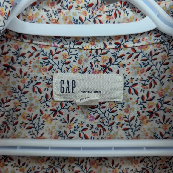 GAP Perfect  Shirt Collared Button Down Floral Print Top Women Large - Picture 3 of 11